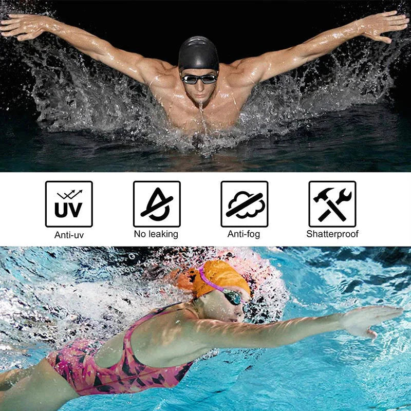 Swimming Goggles for Men & Women โ Anti-Fog UV Protection, Waterproof, Adjustable Silicone Swim Goggles for Adults & Kids