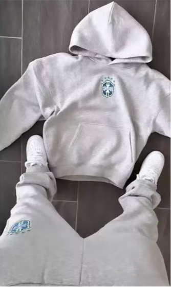 Brazil Hoodie Set – Trendy Casual Fall/Winter Outfit, Football Streetwear Sweater