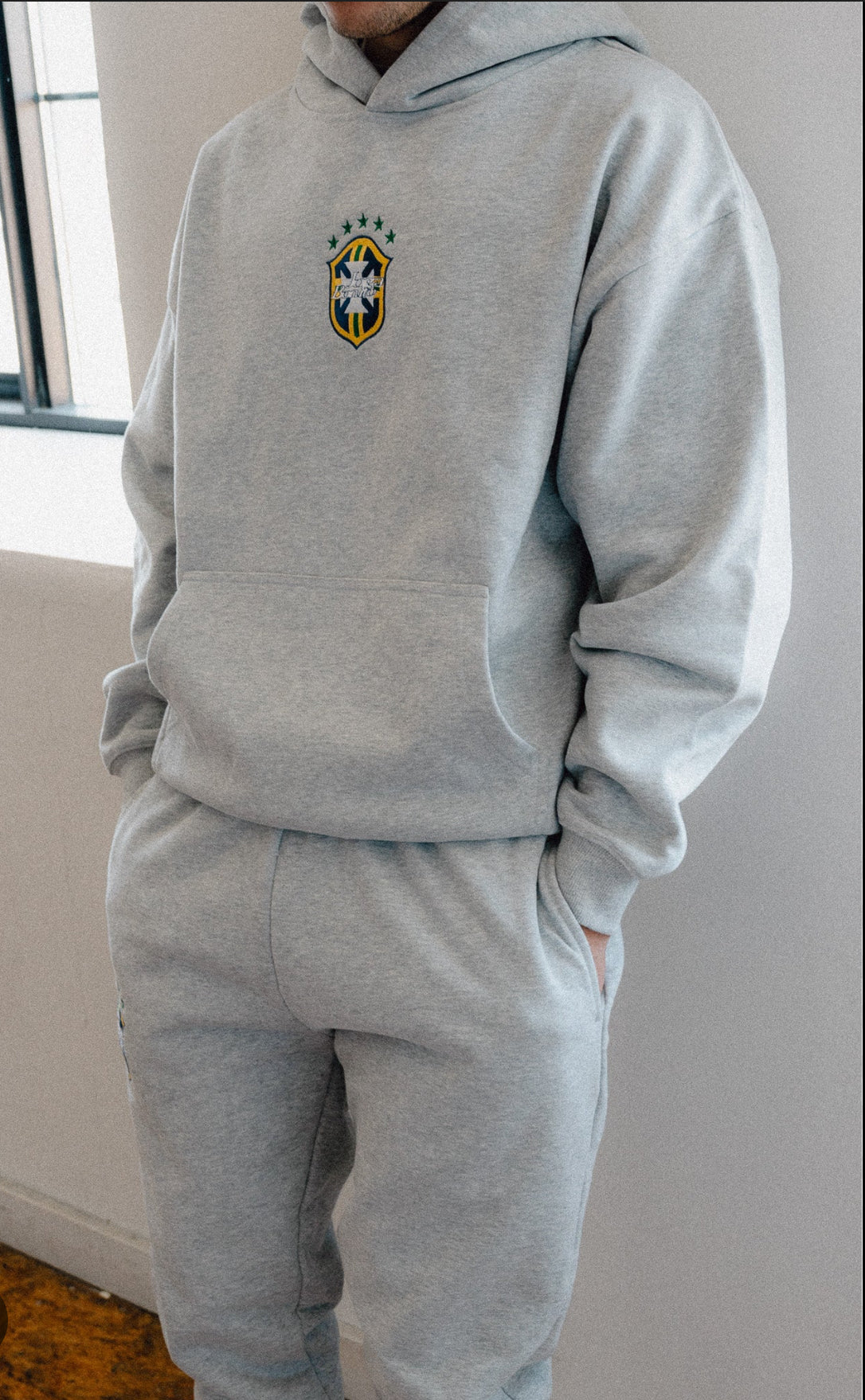Brazil Hoodie Set – Trendy Casual Fall/Winter Outfit, Football Streetwear Sweater