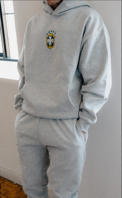 Brazil Hoodie Set – Trendy Casual Fall/Winter Outfit, Football Streetwear Sweater