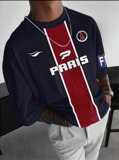 Old Money Men’s PSG-Inspired Jersey – Blue, Red & White Luxury Street Style