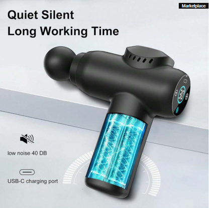 1PCS 4-Head Electric Fascia Massage Gun – Portable Handheld, Ultra-Quiet Brushless Motor, Ideal for Sports & Fitness Recovery