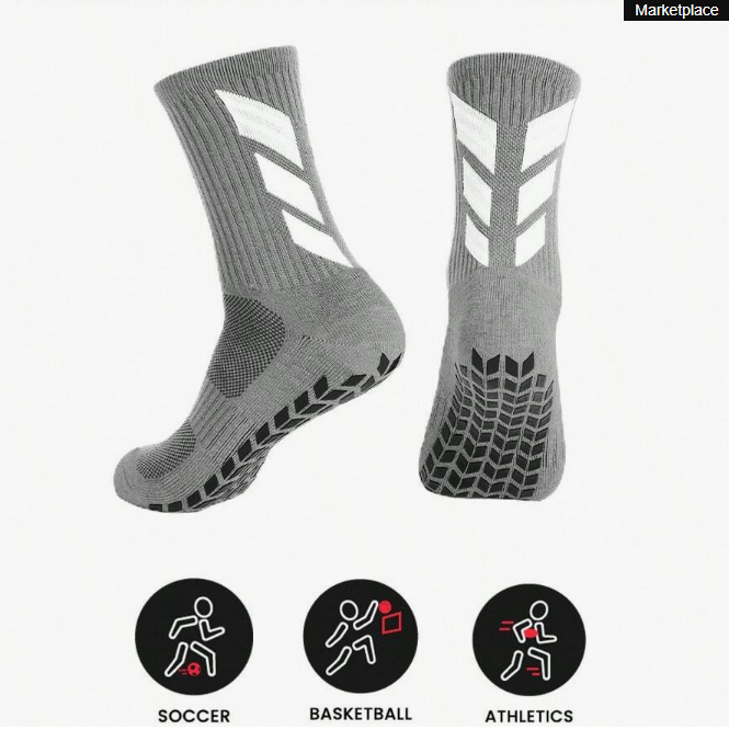 Adult Football Socks – Anti-Slip Silicone Grip, Thick Towel Bottom, Breathable Sports Performance