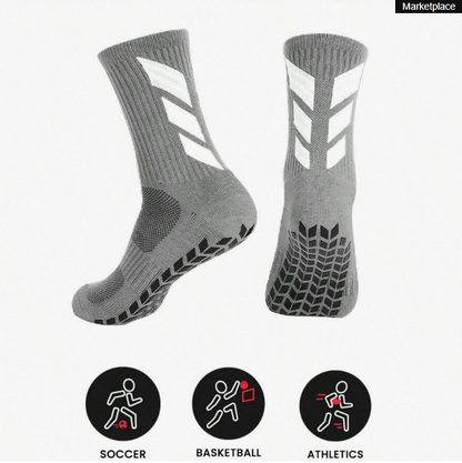 Adult Football Socks – Anti-Slip Silicone Grip, Thick Towel Bottom, Breathable Sports Performance