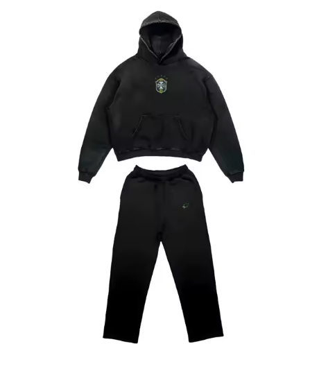 Brazil Hoodie Set – Trendy Casual Fall/Winter Outfit, Football Streetwear Sweater