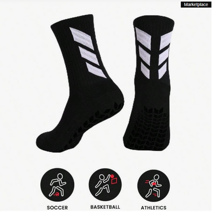 Adult Football Socks – Anti-Slip Silicone Grip, Thick Towel Bottom, Breathable Sports Performance